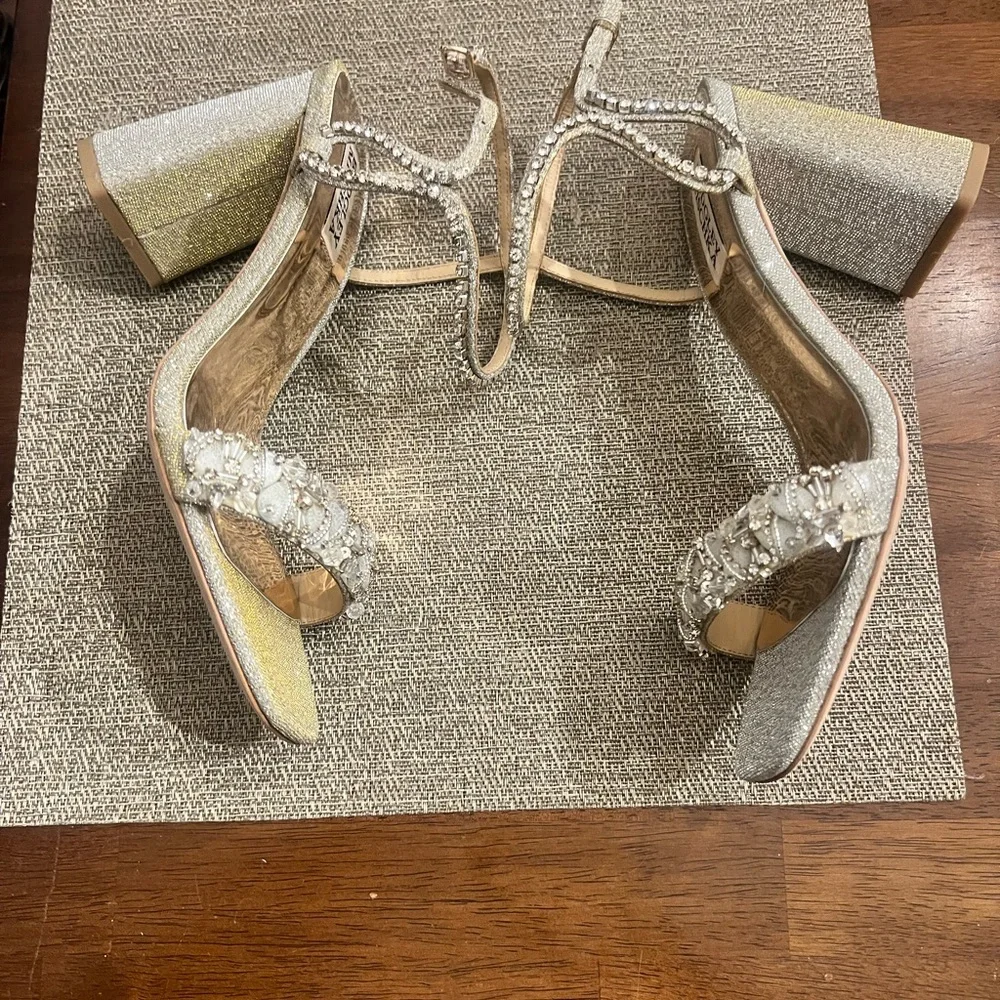 Badgley Mischka Glittering Silver‎ and gold Heels.  Wedding/special occasion
